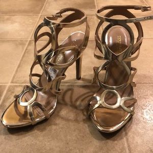 Gold strappy heels